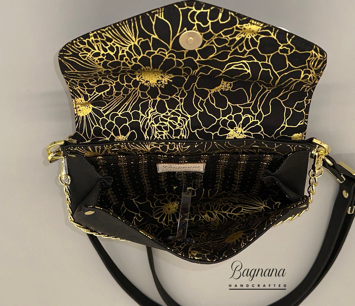 Crossbody Cork Clutch - Black with Gold Flecks