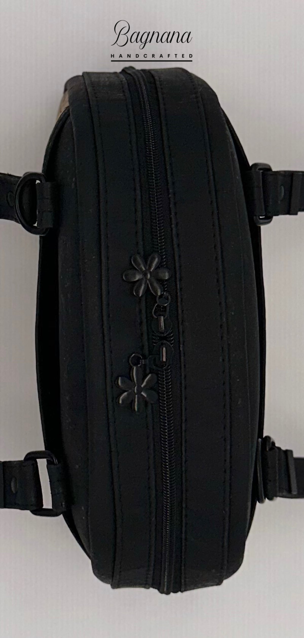 Black & Natural Cork Bowler Bag