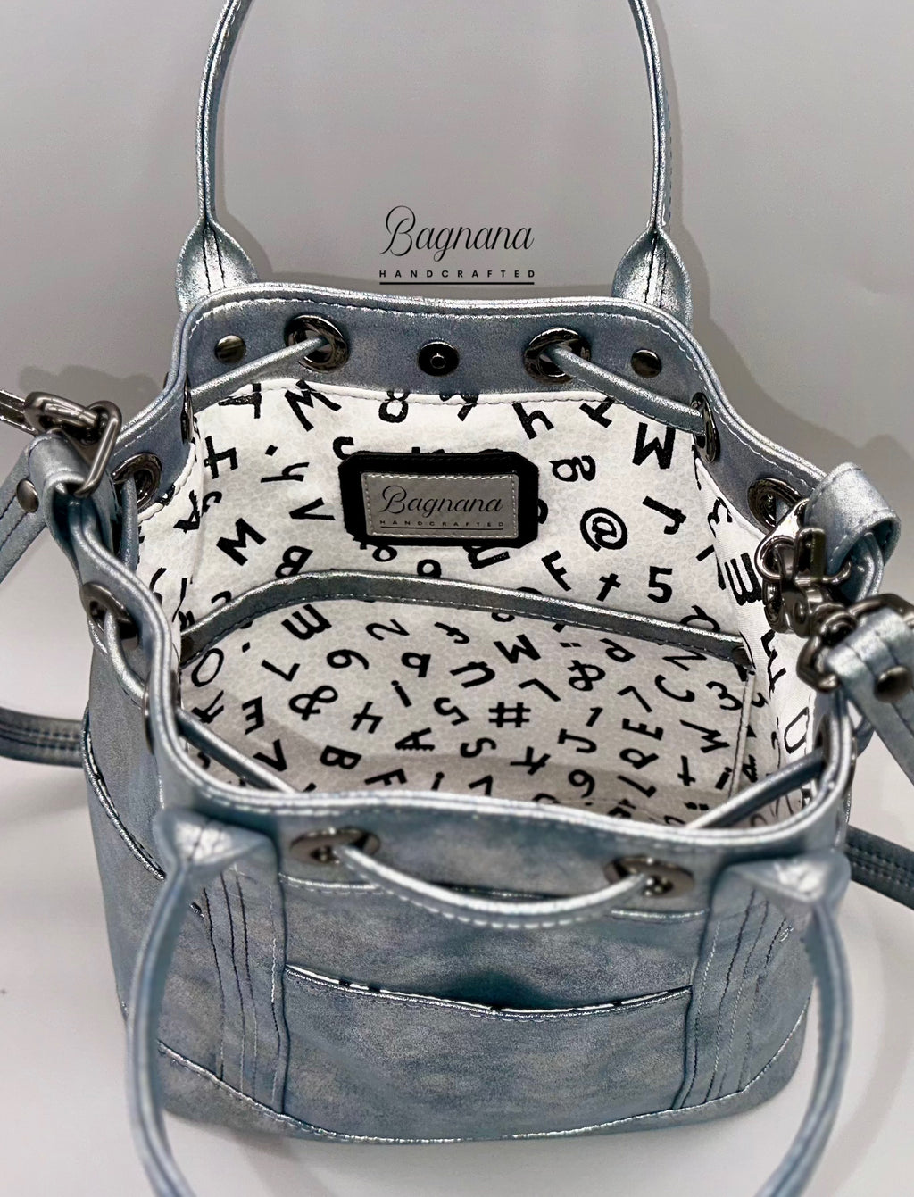 The Distressed Gray Shimmer Bucket Bag