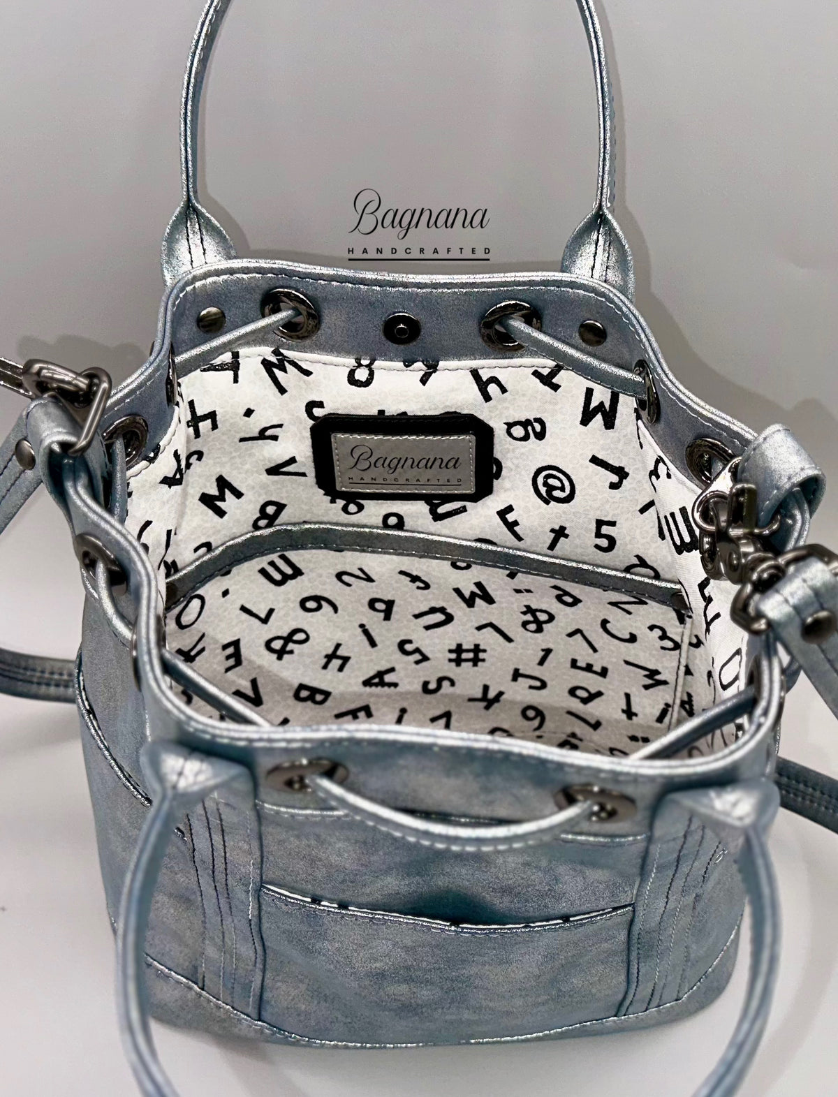 The Distressed Gray Shimmer Bucket Bag