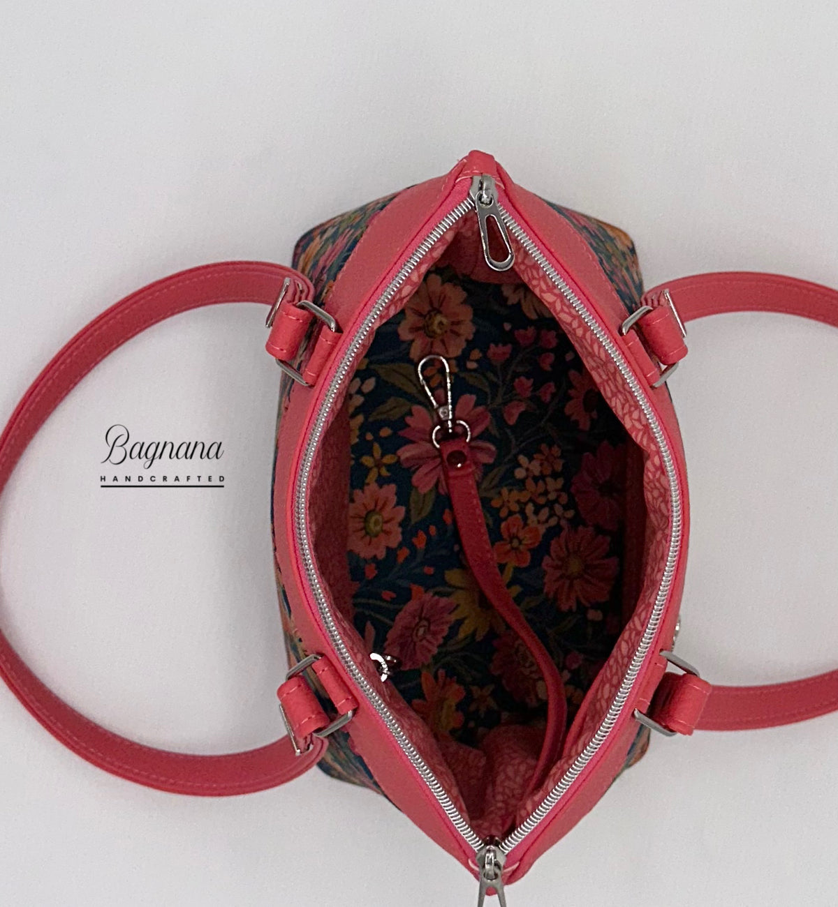 Watermelon & Teal Floral Domed Bag