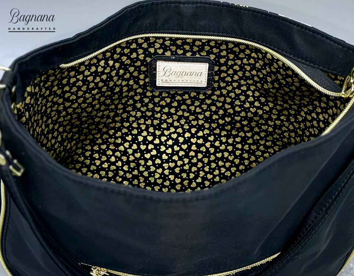 Hearts of Gold Hobo - Expandable Shoulder Bag