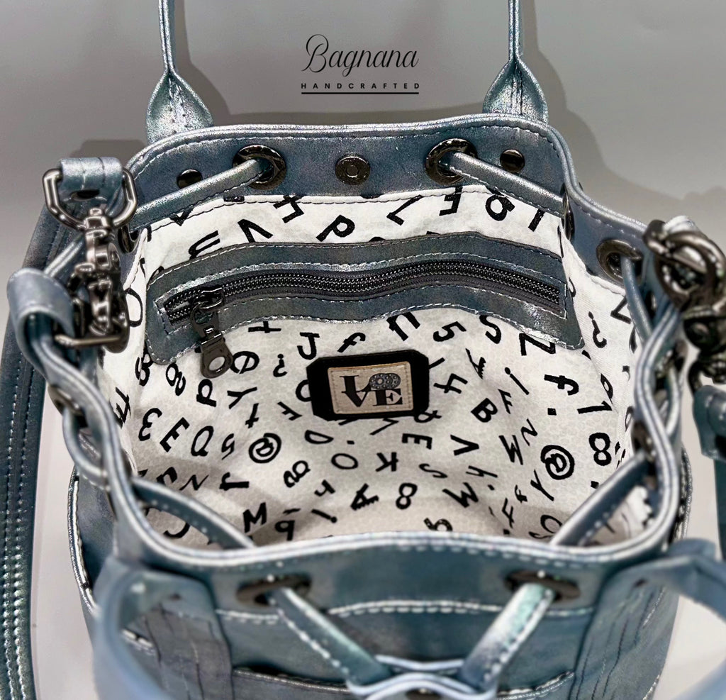 The Distressed Gray Shimmer Bucket Bag