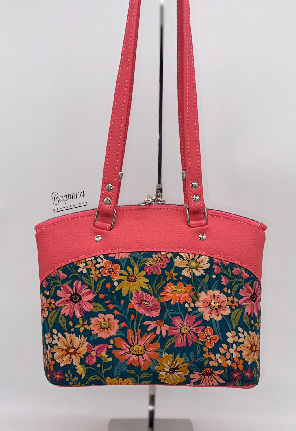 Watermelon & Teal Floral Domed Bag