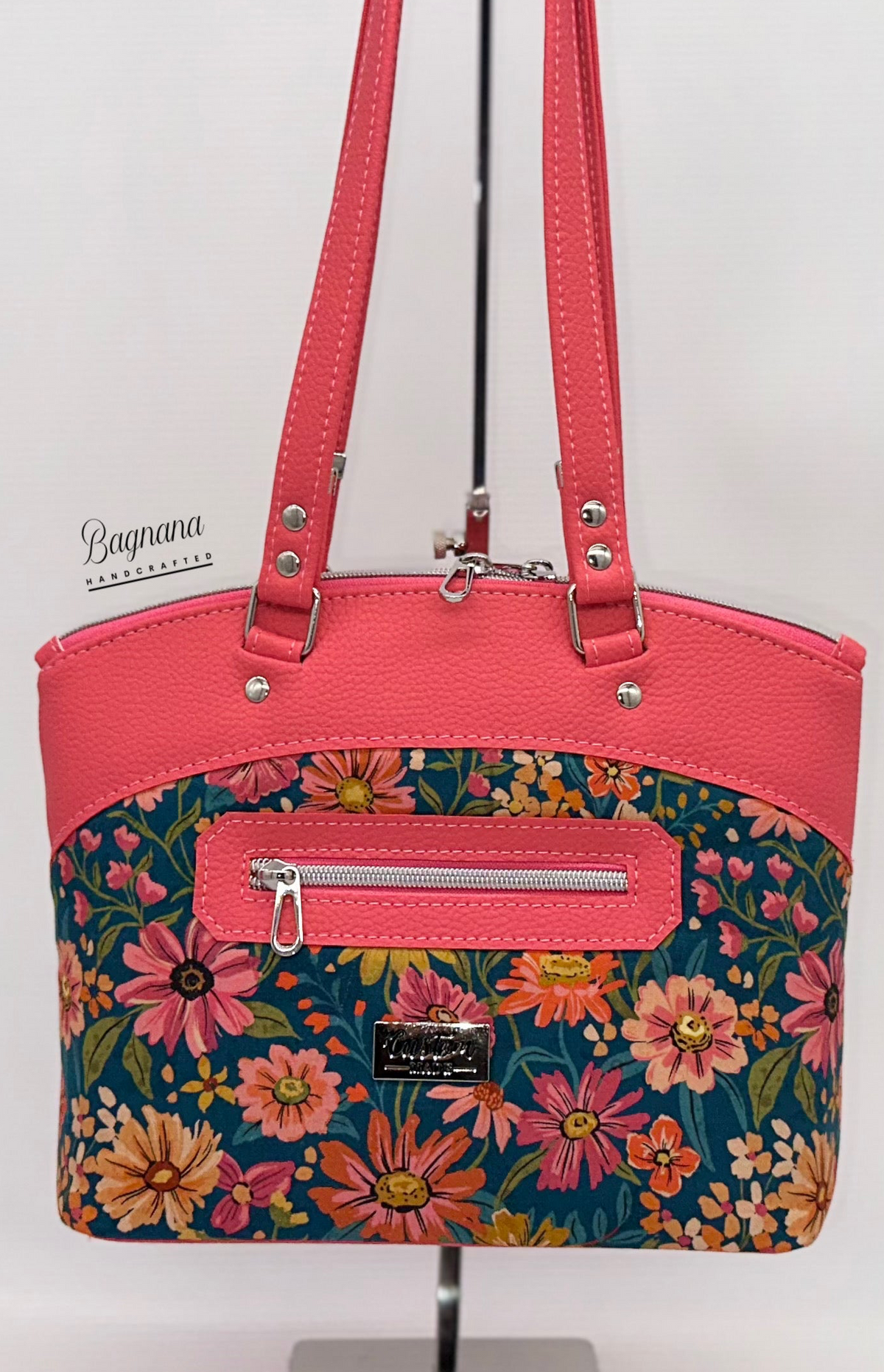 Watermelon & Teal Floral Domed Bag