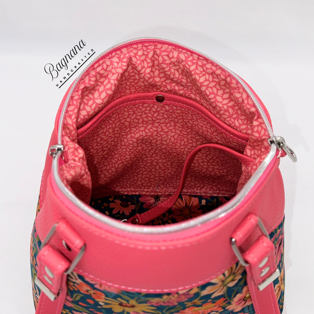 Watermelon & Teal Floral Domed Bag