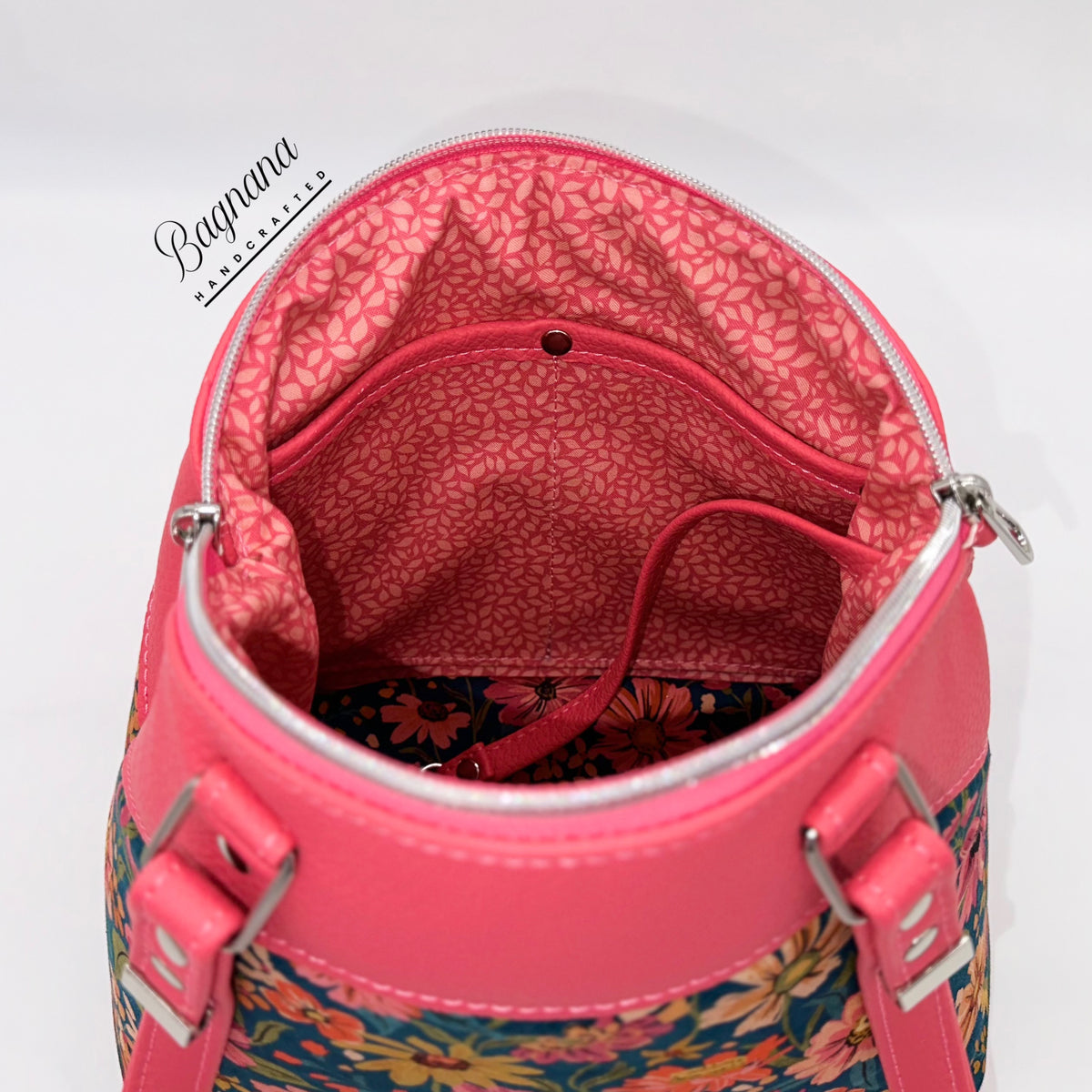 Watermelon & Teal Floral Domed Bag
