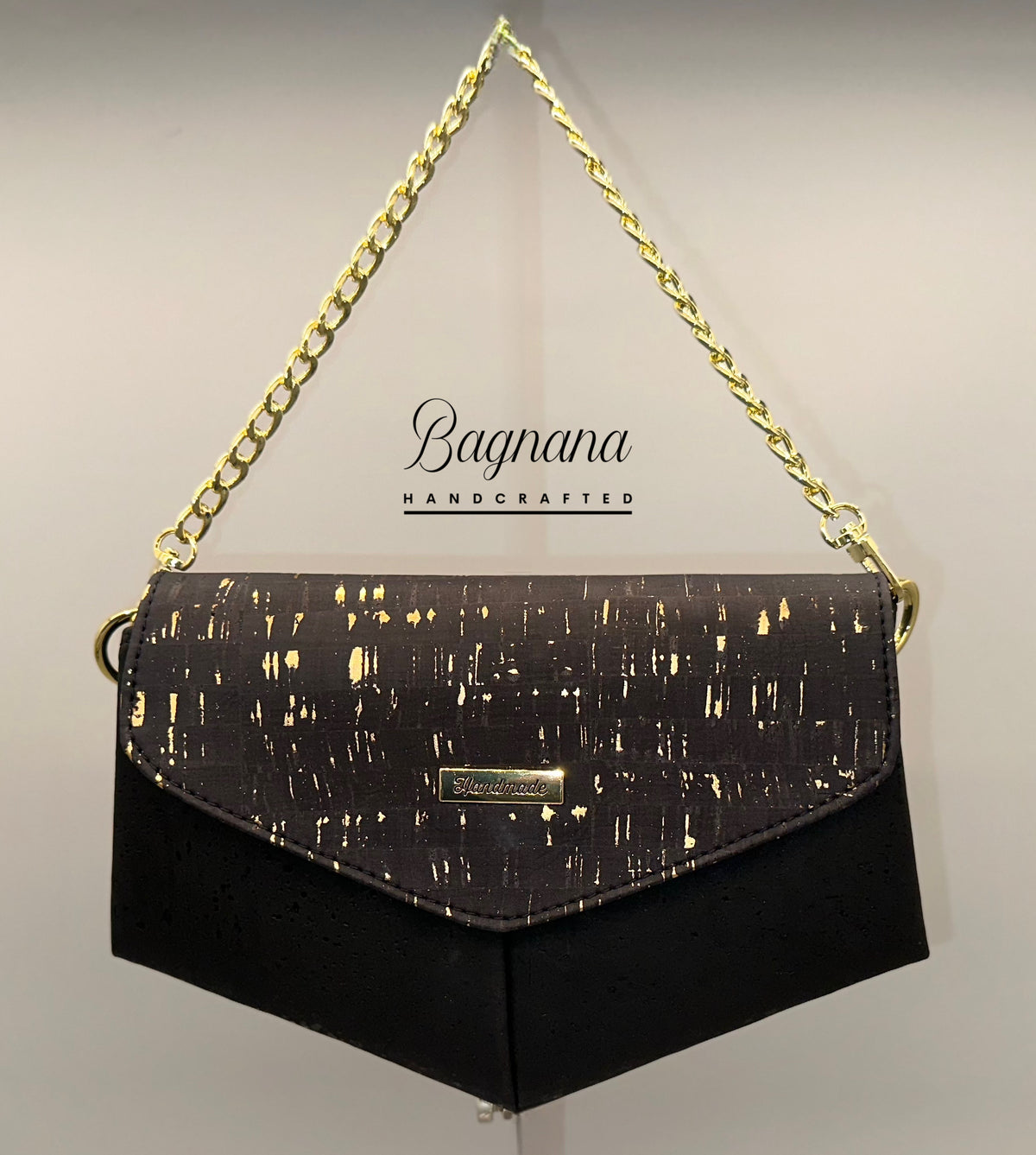 Crossbody Cork Clutch - Black with Gold Flecks
