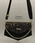 Crossbody Cork Clutch - Black with Gold Flecks