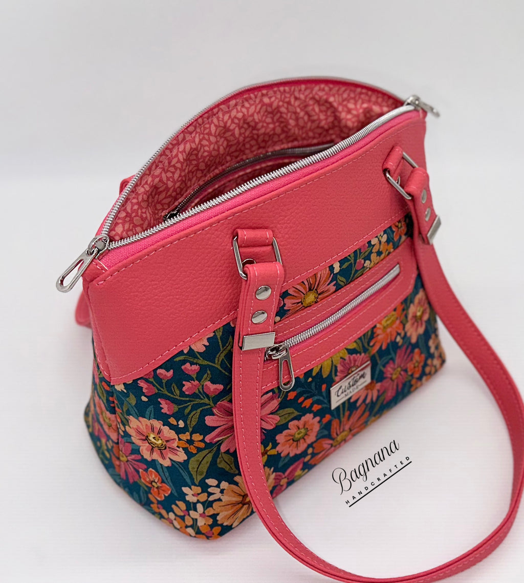 Watermelon & Teal Floral Domed Bag